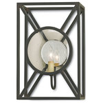 Currey & Company - Beckmore Black Wall Sconce - The Beckmore Black Wall Sconce has a mirrored glass reflector that radiates brilliance through a seeded glass front panel. Certified for damp locations, this one-light sconce in an old iron finish is in our Lillian August Collection. We also offer this design in a silver finish and in a lantern.