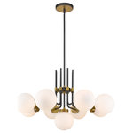 Z-Lite - Z-Lite 477-9MB-OBR Parsons 9 Light Chandelier in Olde Brass - Rich tones and a majestic design highlight this nine-light chandelier for your home. it's fashioned with a matte black and olde brass finish and opal shades for the warm glow you're looking for. This elegant light is perfect for the dining room, foyer, hallway, or kitchen.