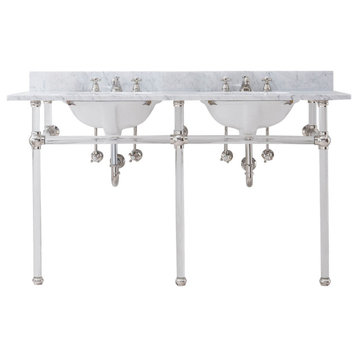 Empire 60" Wide Double Wash Stand Only, Polished Nickel