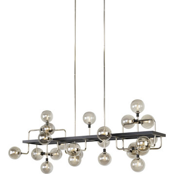 Viaggio Linear Chandelier - Opal, Brass, Opal, Brass, Round Glass Globes, Bi-Pin