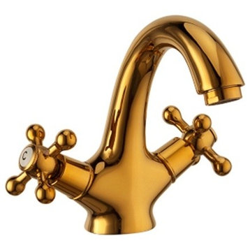 Milan Antique Double Handle Bathroom Sink Faucet Gold