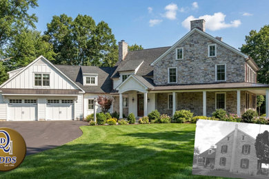 Inspiration for a farmhouse two-story exterior home remodel in Other