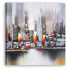 Hand Painted Abstract City View Wall Decor Artwork I