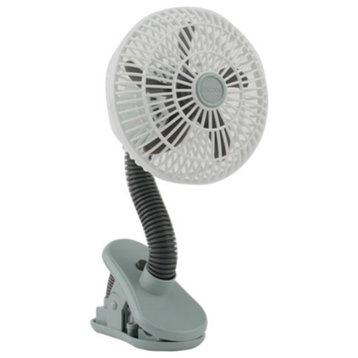 O2-Cool® FC04001 Battery-Operated Portable Stroller Clip Fan, White & Gray, 4"