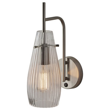 Layla 1 Light Wall Sconce, Brushed Steel