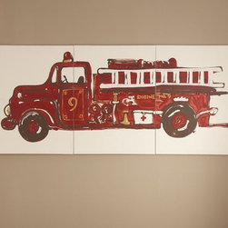 Fire Truck Triptych Artwork - Artwork