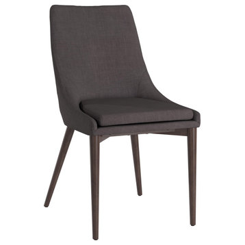 2 Pack Dining Chair, Elegant Design With Cushioned Seat & Sloped Arms, Dark Gray, Dark Gray