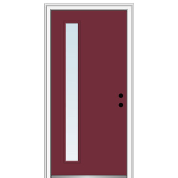 32 in.x80 in. 1 Lite Clear Left-Hand Inswing Painted Fiberglass Smooth Door