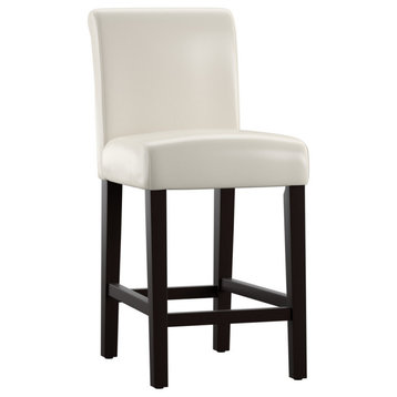 Gifford White Faux Leather High Back Stool, Set of 2, 24" Counter