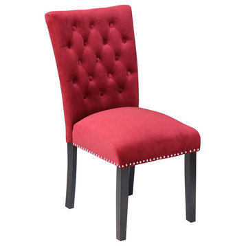 The Eleanor Dining Chair, Deep Red, Velvet, Set of 2