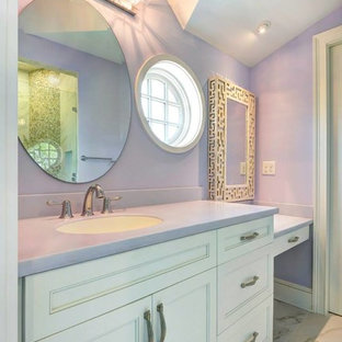 Bathroom - beach style bathroom idea in Charleston with purple countertops