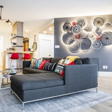 Istanbul Sectional Black Pepper and Pera Wire Stools