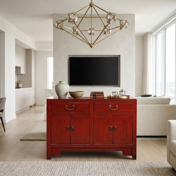 Distressed Brick Red Drawers Doors Sideboard Credenza Console Table ws4987