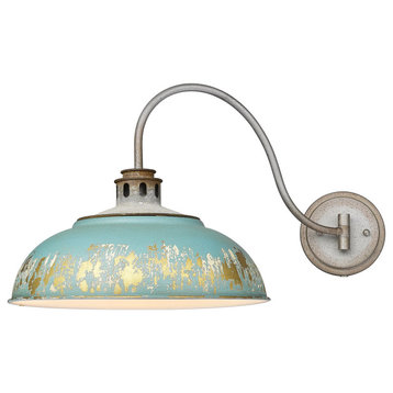 Golden Lighting 0865-A1W TEAL Kinsley 13" Tall Wall Sconce - Aged Galvanized