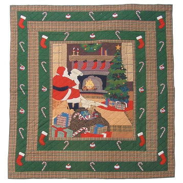 Santa By The Fireside Quilt Twin 65"X85"