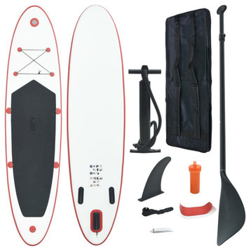 Vidaxl Stand Up Paddle Board Set Sup Surfboard Inflatable Red and White