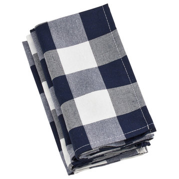 Buffalo Plaid Collection Classic Checked Napkin 20"x20", Set of 4, Navy Blue