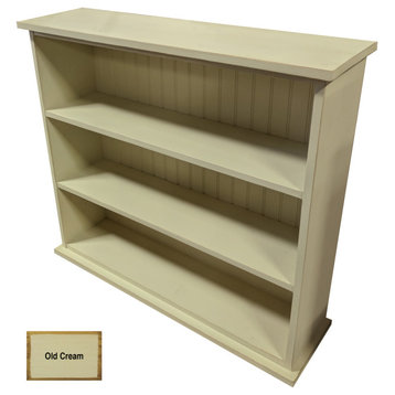 3 Shelf Bookcase, Solid Wood Bookshelf, Old Cream