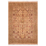Bareens Designer Rugs - Tabriz Pak Persian Simona Beige/Green Wool Rug - 6'0'' x 9'2'' - Designed with mesmerizing intricacy and gorgeous color palette, this hand-knotted masterpiece demonstrates the beauty and electrifying thrill of Pak Persian art. These meticulously hand-knotted Pak-Persian rug is made with pure wool and features breathtaking traditional, transitional, and tribal designs in bold luxurious color pallets. Known for their intricate designs these rugs are a reproduction of Persian rugs, made in Pakistan with unique Mughal designs. Made by master weavers using the same Persian texture, design and dying technique, we wanted to produce the most significant manifestation of Persian art, life, and culture. This rug is most famous for its exceptional quality, incredible designs, patterns, and vibrant rich color. Pak-Persian rugs made with Persian weave with high knot counts, which enables the high intricacy and detail found in the patterns are also referred to as "State of art", each color adds a rich beautiful detail in the artwork of this rug. The design, color, and beautiful chromatic composition with a vibrant sheen with intricate designs, exude beauty, elegance, and quality make this rug a masterpiece of its own.