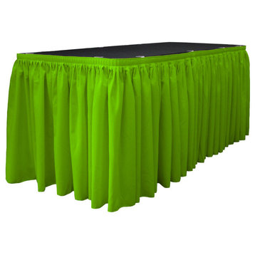 LA Linen Polyester Poplin Table Skirt, Lime, 252"x29"
