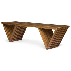 Sanil Outdoor Teak Finished Acacia Wood Dining Bench