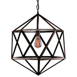 WAREHOUSE OF TIFFANY'S - Diamond 24" 1-Light Black Finish Pendant Lamp With Light Kit - WAREHOUSE OF TIFFANY LD4022 Diamond Cage 1-light Edison Lamp with Bulb. Create an intriguing entrance way in your home with this striking modern pendant light. Made with strong and durable metal and featuring an antique finish, this light blends with many styles of decor, as it contains both modern and vintage design elements. Featuring a diamond shaped cage containing a single bulb, this light provides a unique accent in the room and a Tiffany-style glass shade adds elegance and class. Choose the ideal height at which to hang this light with the included 32 inches of chain and 40 inches of wire. For added convenience, one 60-watt type A bulb also comes with this fixture. Edison lamp conveniently includes one 60-watt type A bulb for easy installation Diamond design adds appeal to the room Includes 32" of chain and 40" of wire for easy hanging For indoor use Metal fixture finished in bronze to provide old world charm and elegance Uses a line switch for easy operation Dimensions measure 24"L x 21"W x 13"H. Style: Contemporary. Color: Black. Material: Metal. Product Size: 24"L x 21"W x 32"H. Bulb: (1)60-watt(Not Included).