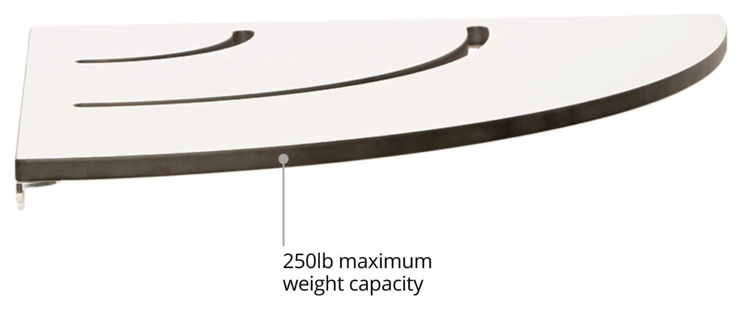 White Corner Shower Seat With 18" Radius