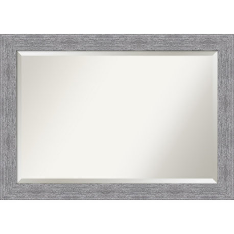 Bark Rustic Grey Beveled Bathroom Wall Mirror - 41 x 29 in.