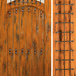 Knotty Alder Exterior Prehung Door With One Sidelite, Camber Lite - Front Doors
