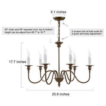 LNC 6-Lights Traditional Oil-Rubbed Bronze Candle Style Shade LED Chandelier