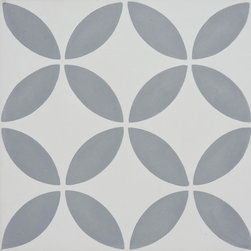 Moroccan Mosaic & Tile House - 8"x8" Amlo Handmade Cement Tile, White/Gray, Set of 12 - Wall And Floor Tile
