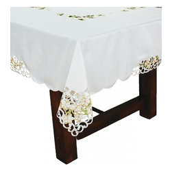 Xia Home Fashions - Spring Garden 70"x120" Embroidered Collection Cutwork Tablecloth - Tablecloths