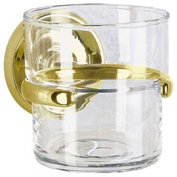 Villa Holder With Glass Tumbler Polished Brass