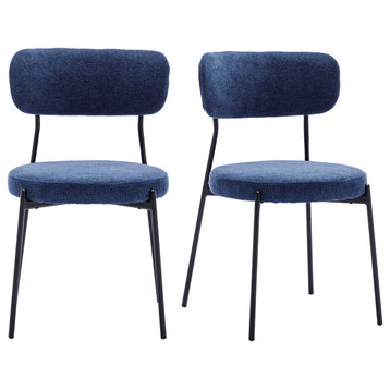 Padded Bouclé Side Chairs Set of 2, Blue