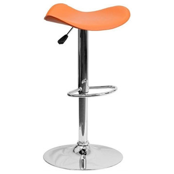 Flash Furniture 25" to 33" Contemporary Adjustable Bar Stool in Orange