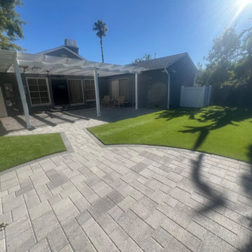 Custom Interlocking Paver Patio & Artificial Turf Design | North Hollywood Backy