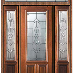 Pre-hung Side lights-Transom Door 96 Wood Mahogany Kensington - Front Doors