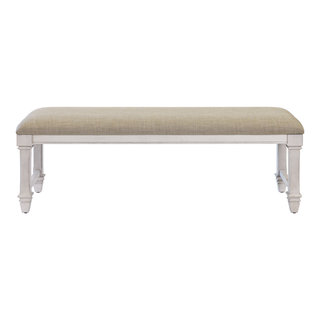 Traditional Wood Dining Table Bench, Kitchen Seat, White - French ...