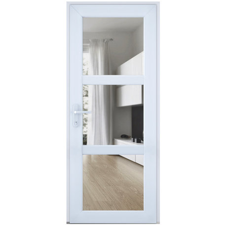 Front Exterior Prehung Door See-through / Manux 8555 White 36 x 80" Right In