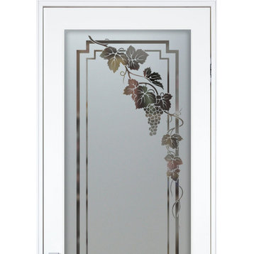Pantry Door - Vineyard Grapes Cascade - Primed - 24" x 80" - Knob on Left -...