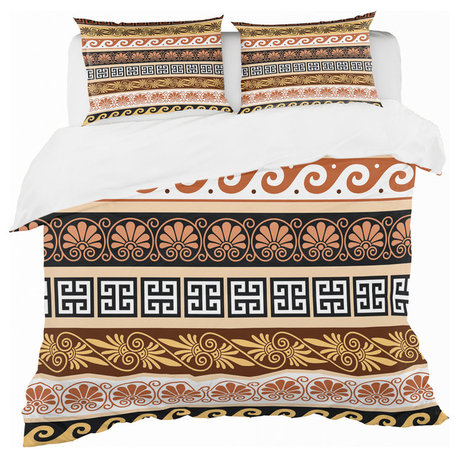 Ancient Greek Patterns Abstract Duvet Cover Set, King