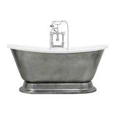 'Christoforo'  Acrylic French Bateau Tub Package With Aged Chrome Exterior, 67"