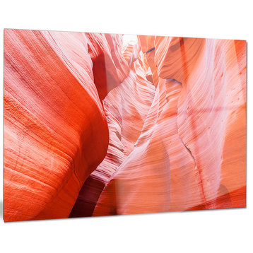 "Antelope Canyon Walls" Landscape Photo Glossy Metal Wall Art, 28"x12"