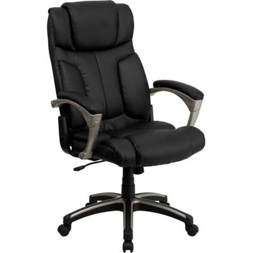 High Back Folding Black Leathersoft Executive Swivel Office Chair With Arms