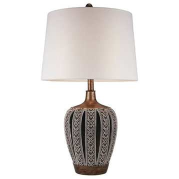 Primo Tall Brown Table Lamp With White Lamp Shade
