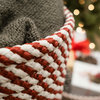 Twisted Christmas Woven Basket, Red/White 16"X16"X14"
