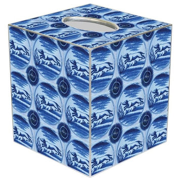 TB1422- Blue Delft Dog Tissue Box Cover