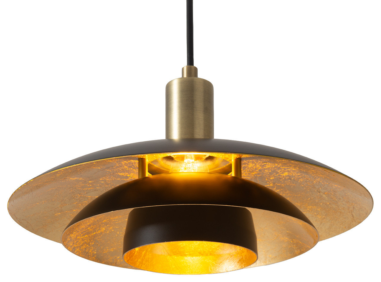 Rancho Mirage Large Pendant Light Matte Black/Gold-Leaf Shade ...