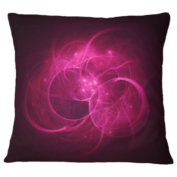 Glowing Magenta Circles Abstract Throw Pillow, 18"x18"