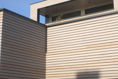 Wohnhaus mit Holz und Fassadenplatten